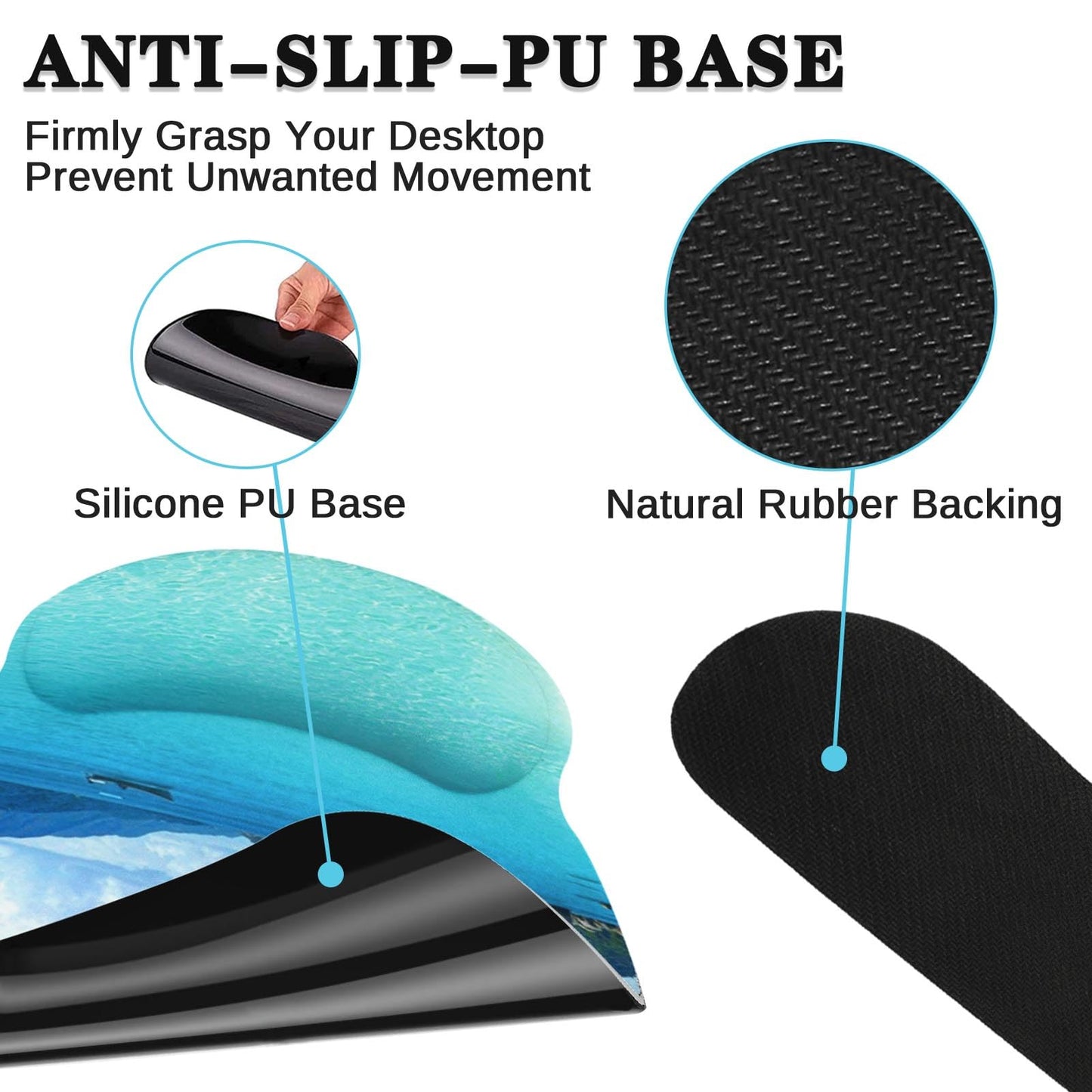 Arttown Tropical Sunshine Beach Desk Mat Summer Ocean Mouse Pad Set 4 in 1 Ergonomic Design Large Desk Pad + Keyboard Wrist Rest + Mouse Wrist Rest + Coaster Suitable for Home Office Study Game