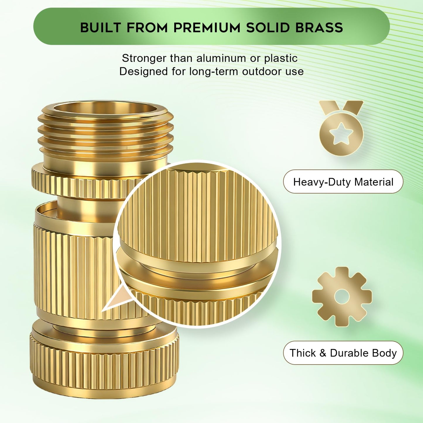 Dalmbox Solid Brass Garden Hose Quick Connect Fittings, 3/4" GHT,Quick Connect Kit, Female &Male Connectors with Extra Washers, Leak-Resistant, Quick Release Hose Connector for Garden Watering,4 sets