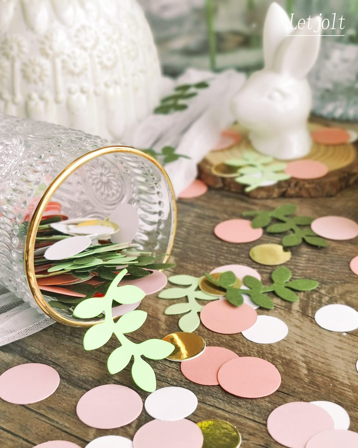 Baby Shower Confetti Greenery Table Decorations Golden Pink Eucalyptus Glitter Green Scatter Flamingo Girls Boho Theme Party Bridal Shower Party Wedding Nursery Decor Supplies 210 Pcs