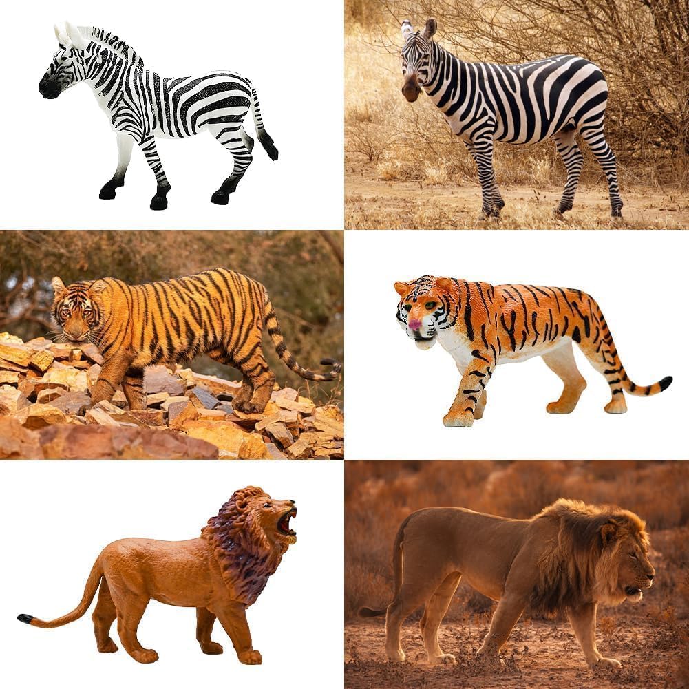 Safari Animals Figures Toys, Realistic Wild Zoo Animal Figurines, Plastic African Jungle Animals Playset for Kids Toddlers, 21Pcs Safari Toys Birthday Gifts for Boys Girls