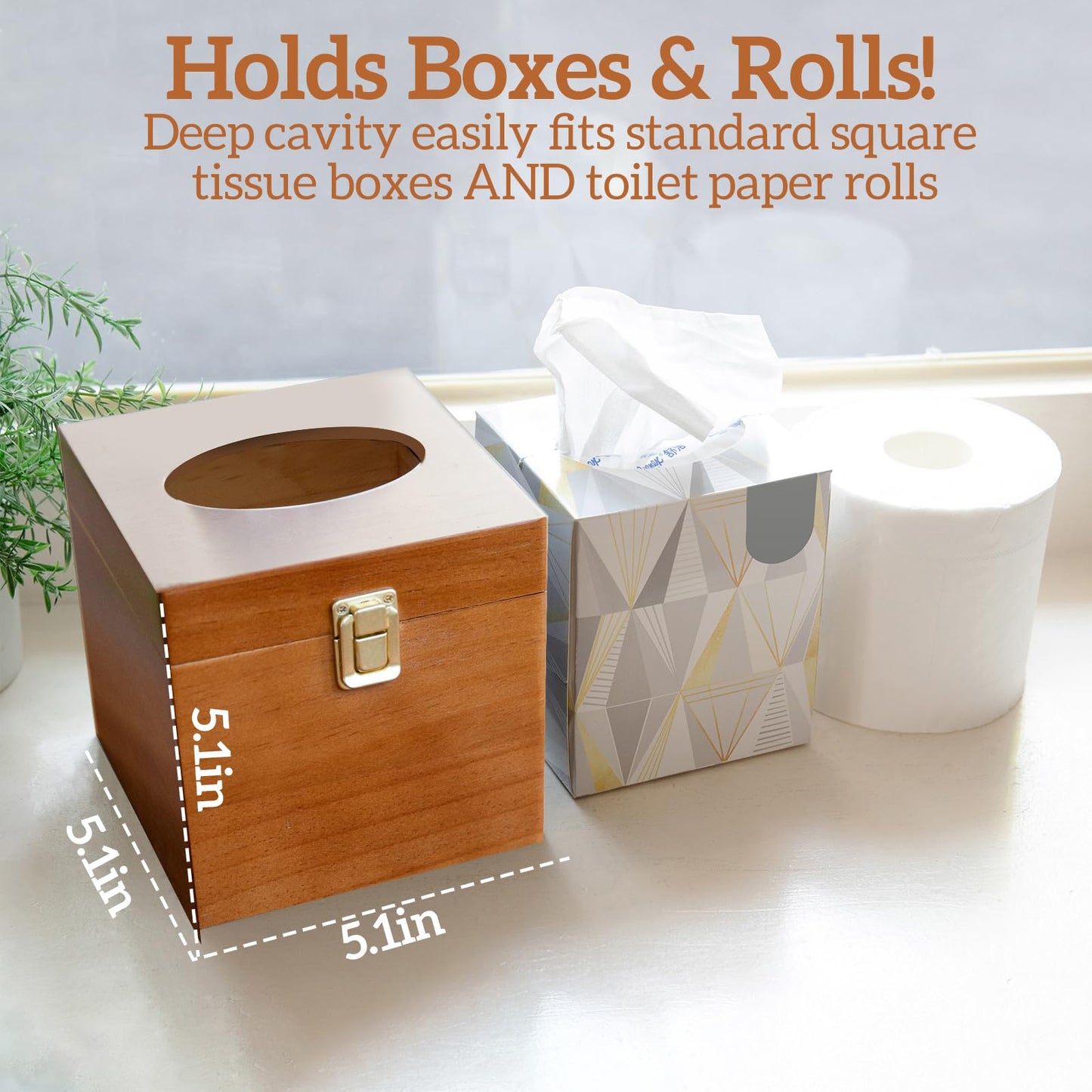 Wooden Square Tissue Box Cover with Lid, Decorative Cube Tissue Box Holder, Bathroom Accessories, Office Decor, Home Decor for Modern Farmhouse Classic Style