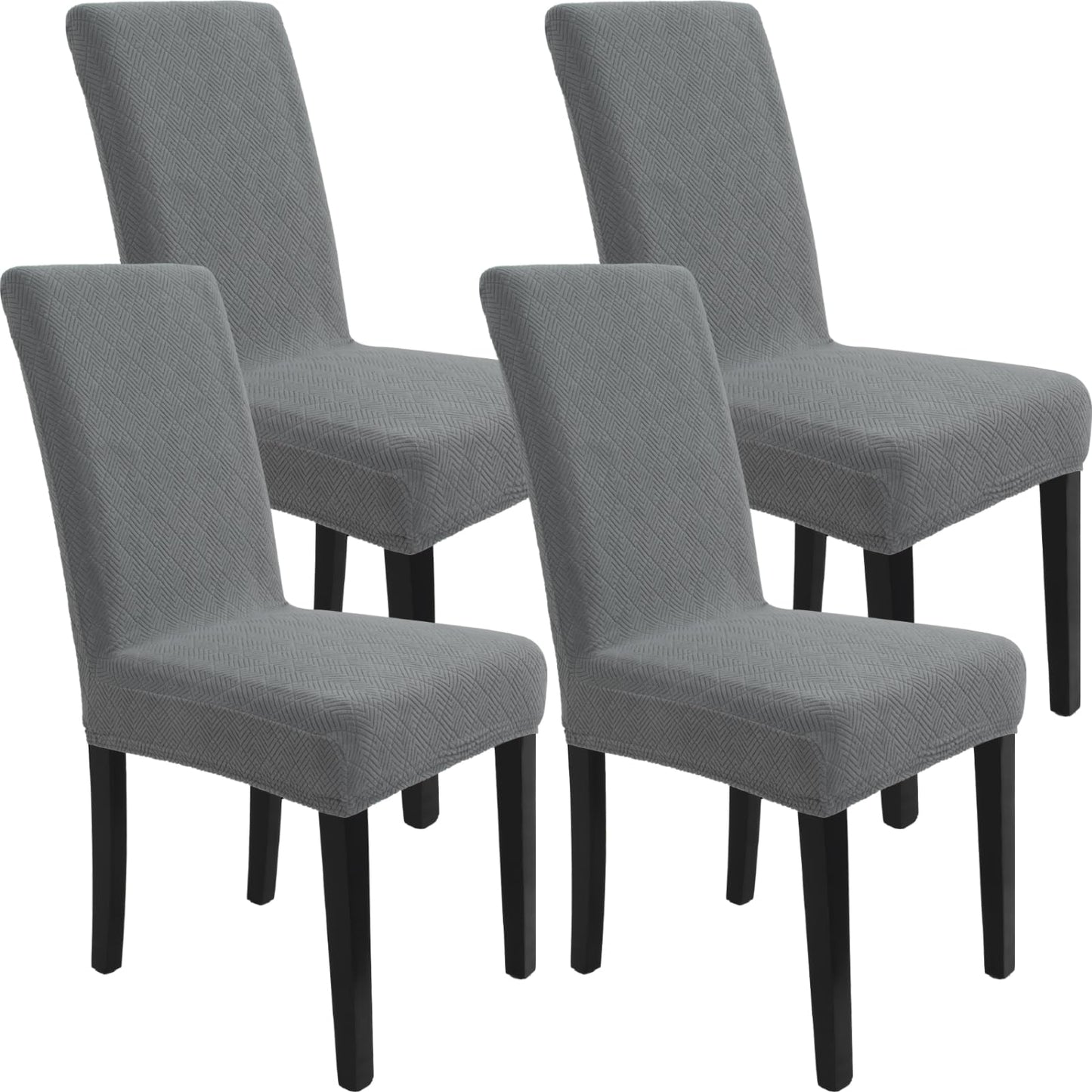 YSTELLAA Chair Covers for Dining Chairs, Stretch Chair Covers Set of 4, Parson Chair Slipcovers Removable Washable Kitchen Chairs Seat Covers,Light Gray