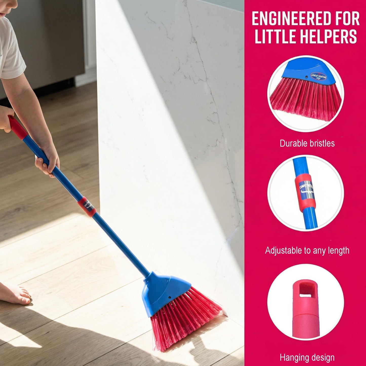 BSMstone Small Broom-Indoor or Outdoor Portable Broom with Adjustable Handle, Cleaning Little Helper for Housekeeping,Office,Working Desk,Pet Nest