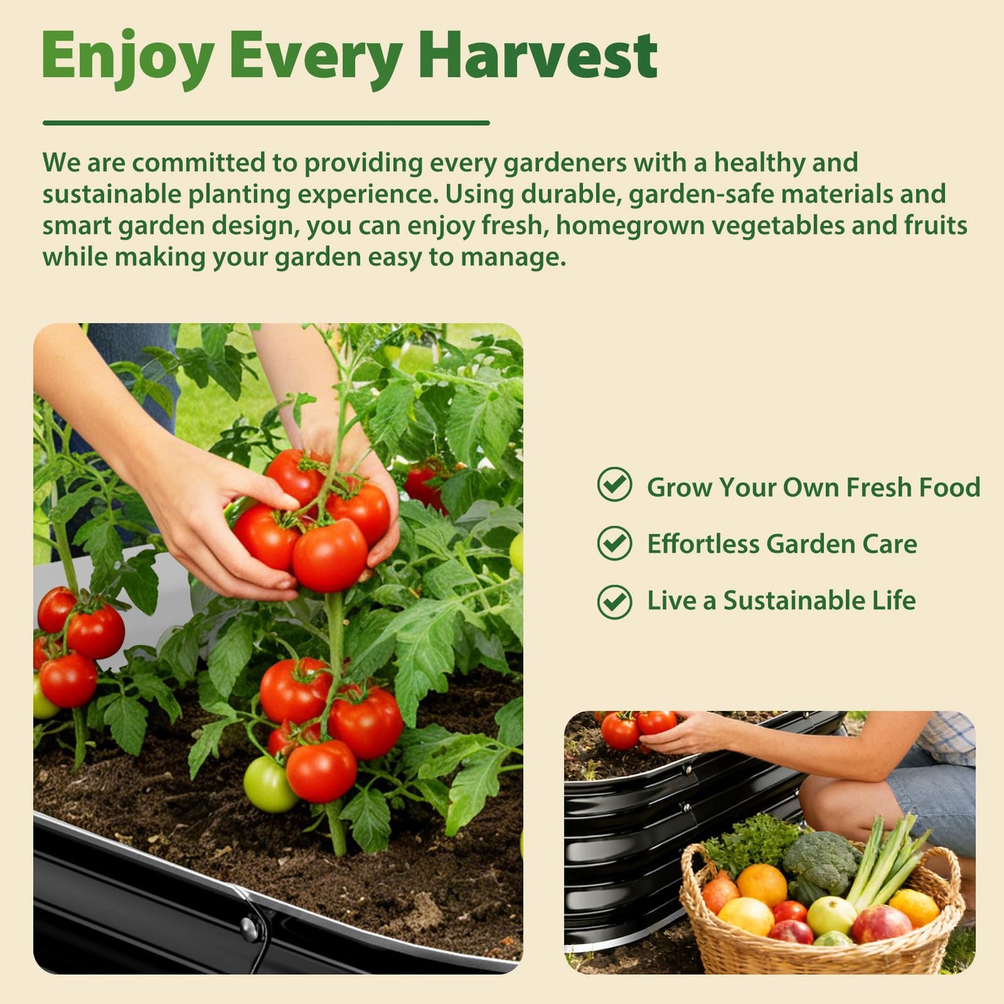 FCCRETA Galvanized Raised Garden Bed for Gardening, 4x4x1ft Large Square Metal Planter Boxes Outdoor for Vegetable,Flower,Herb,Modular Above Ground Growing Container,Black, Easy Assembly