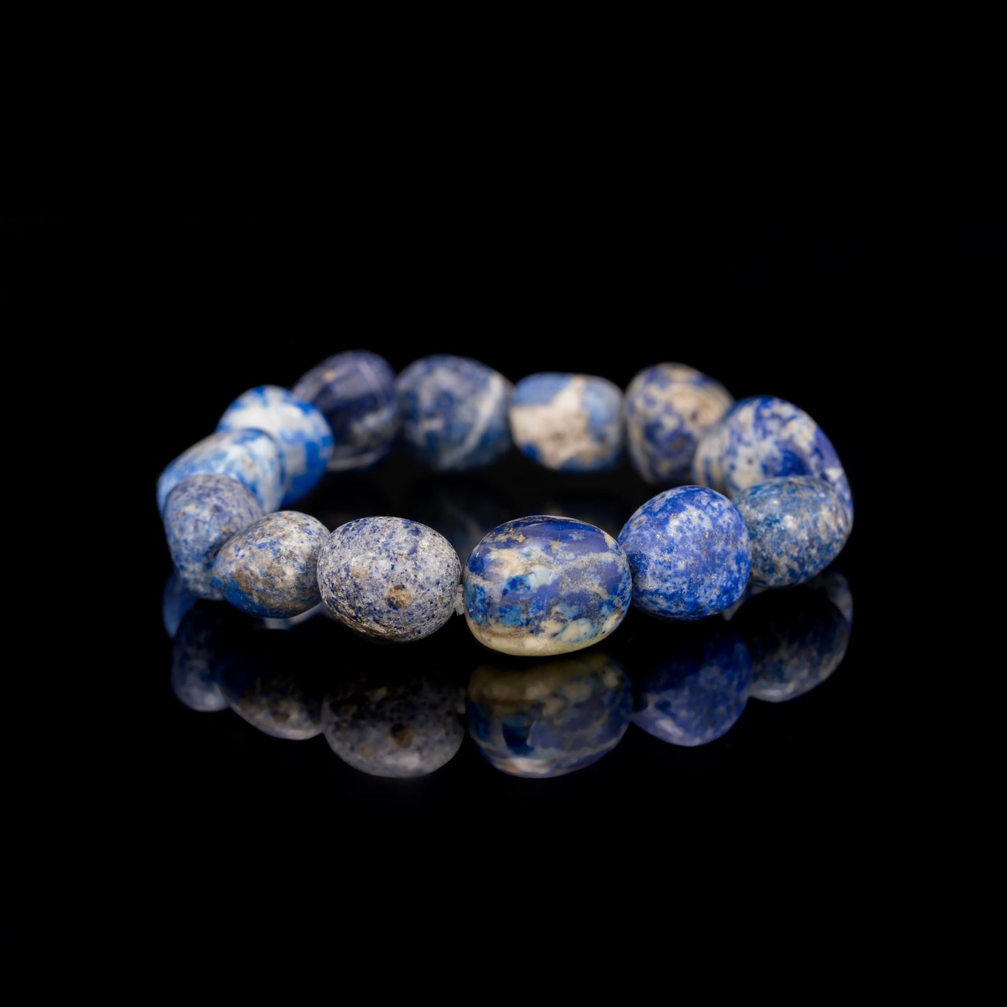 RIYAURA Lab Certified Lapis Lazuli Tumbled Healing Bracelet – 8mm Natural Gemstone Beads, Unisex Stretch Elastic Bracelet for Men & Women
