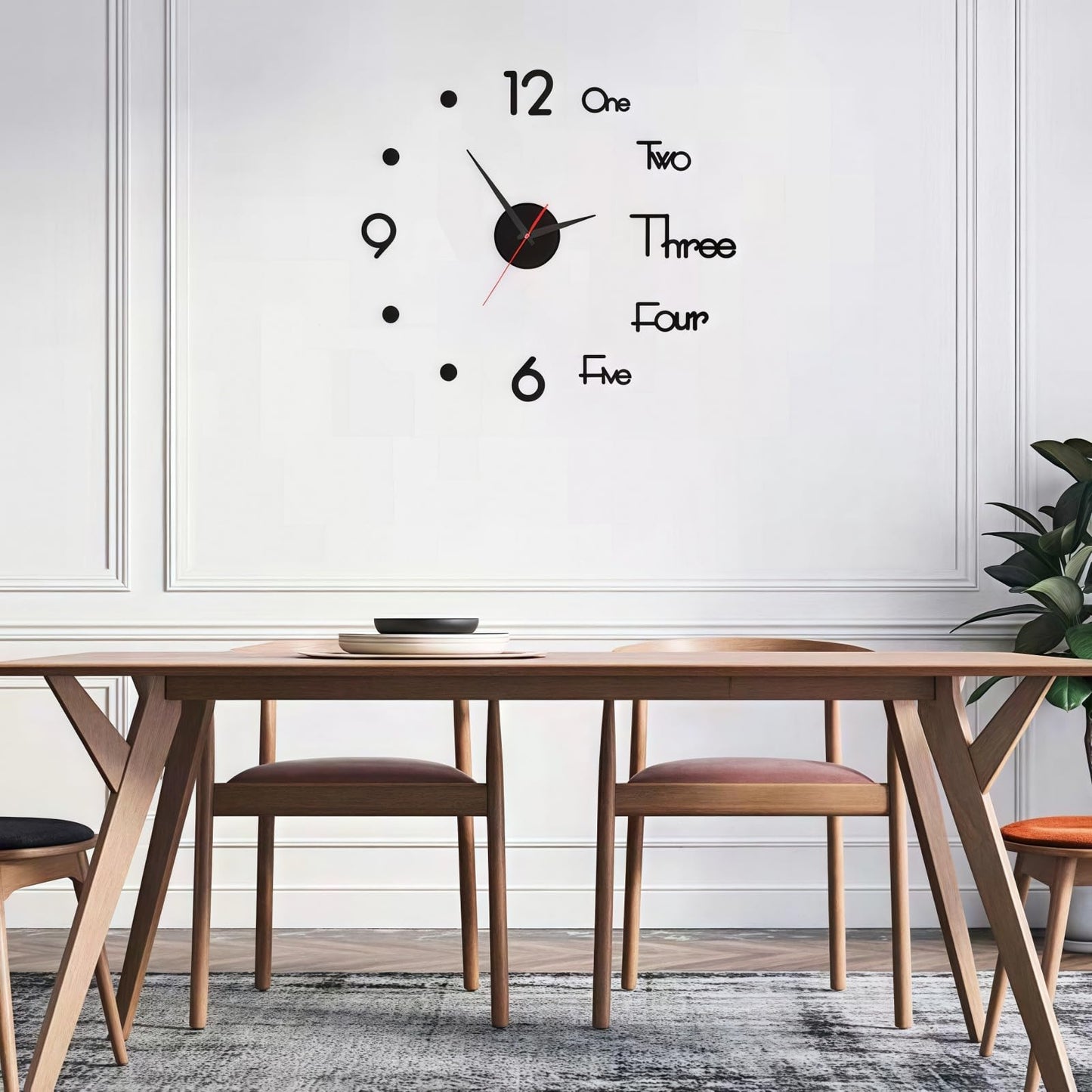 YJHWLF 3D DIY Wall Clock, LuminousFramelessSilent Living Room Dining Room Simple 3D Wall Sticker Wall Clock Creative Luminous DIY Acrylic Punch-Free Quartz Clock (15.8IN)