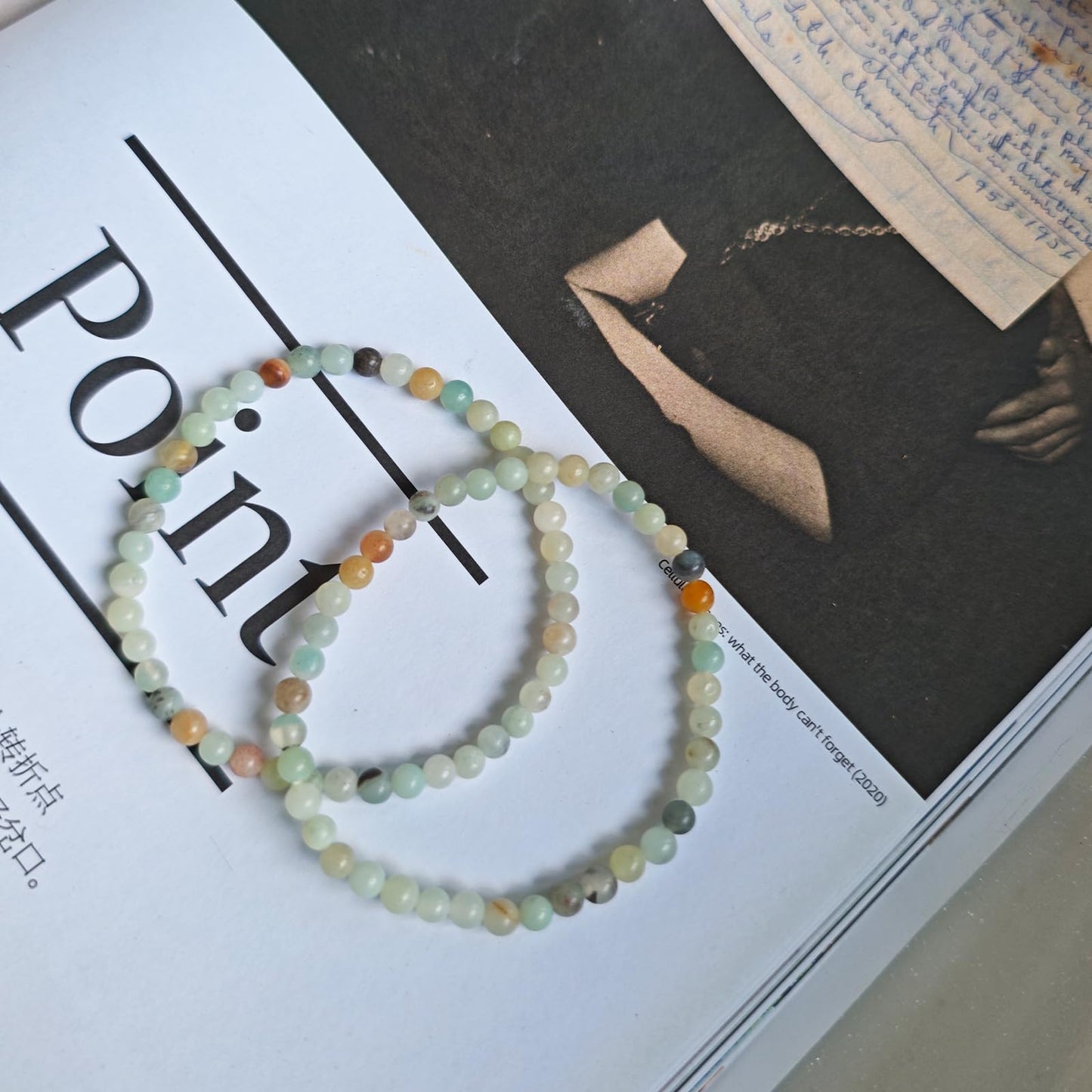 CHCCOYE 4mm Natural Healing Gemstone Bracelet Handmade Yoga Stretch Elastic Bracelet Stress Relief Crystal Jewelry for Men and Women (4mm, Mulitcolor Amazonite)