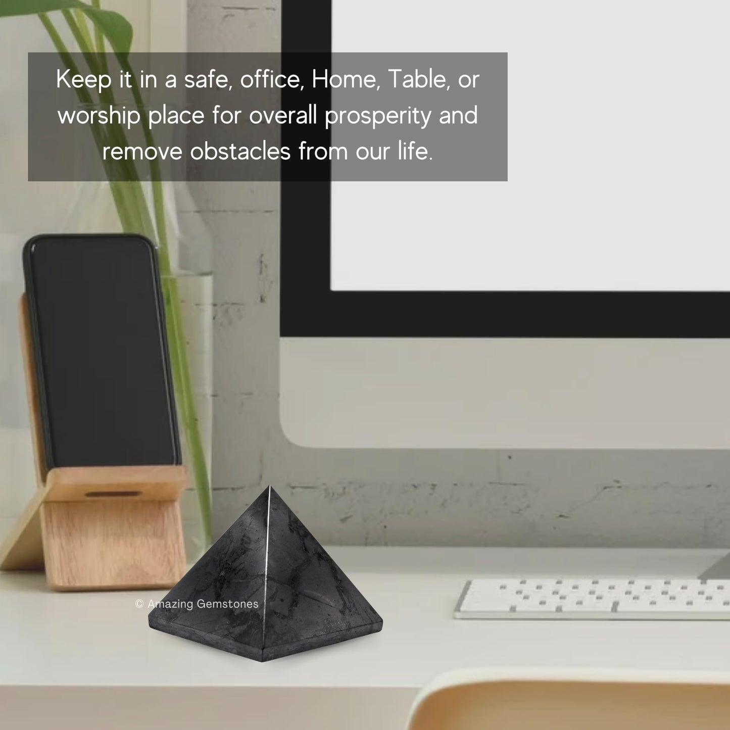 Amazing Gemstone Shungite Pyramid Crystal Healing Stones - 2" Great Pyramid Figurine of Natural Stone Pyramid for Meditation, Reiki, Chakra Balancing and Crystal Pyramids Grid