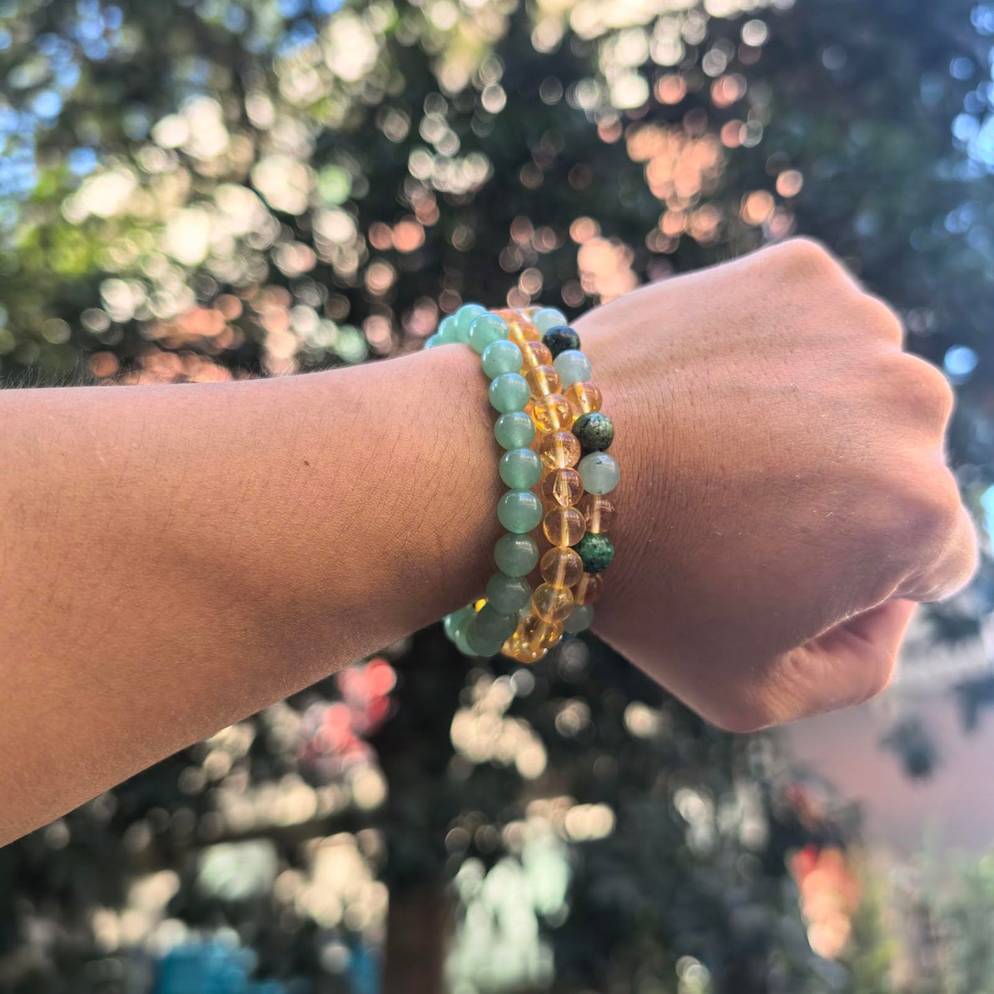 Crgwxzl 3pcs Wealth Money Bracelets,Healing Crystal Citrine African Turquoise Bracelets for Women Men,Lucky Feng Shui 8mm Natural Stone Green Aventurine Beaded Spiritual Gemstone Jewelry Gifts