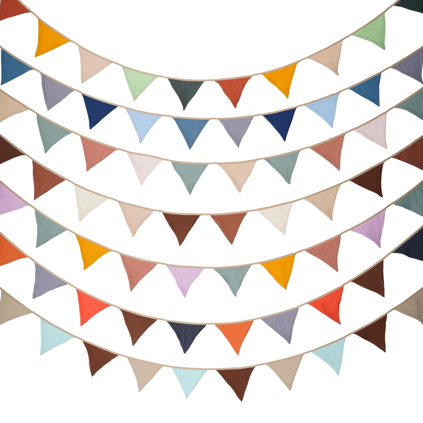 Fabric Bunting Banner, 2 Pack Handmade Neutral String Banner Each 8.5 ft 10 Flags Nursery Wall Hanging Wedding Birthday Home Baby Shower Party Decoration Bunting (Blue)