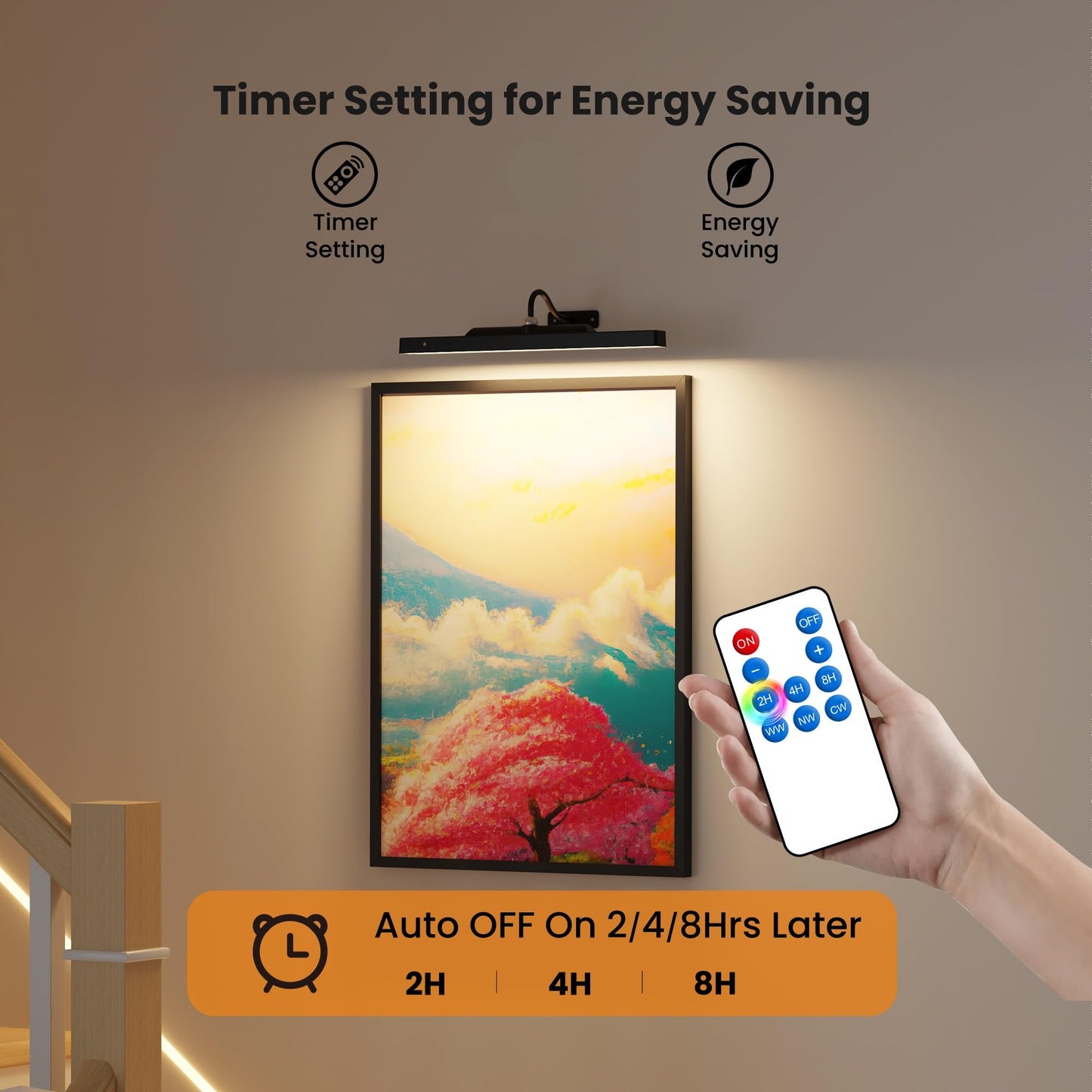 3Pack Picture Light Battery Operated, 16in Picture Light for Wall, 5000mAh Cordless Wall Lights with Controller,Art Light with Dimmable Cordless for Wall Painting,Frame, Portrait, Dartboard- Black