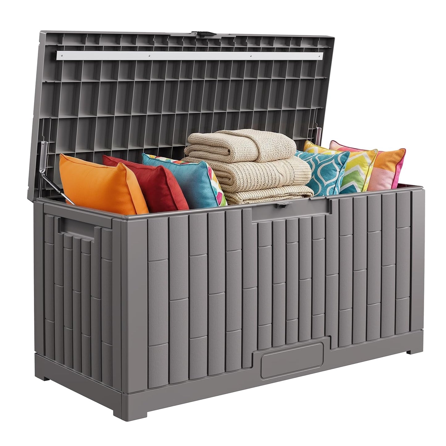 Jocoevol Deck Box 100 Gal, UV Resistant & Waterproof Outdoor Storage Box with Lock, Easy Assemble Storage Bins Container for Pool Patio Garden