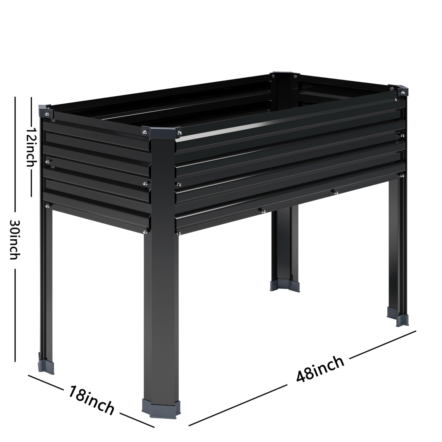 DIIYIV 2PCS Galvanized Raised Garden Bed with Legs,2PCS 48×18×30in Elevated Planter Box for Backyard,Garden, Patio, Balcony, 300lb Capacity,Planters for Outdoor Plants,Black