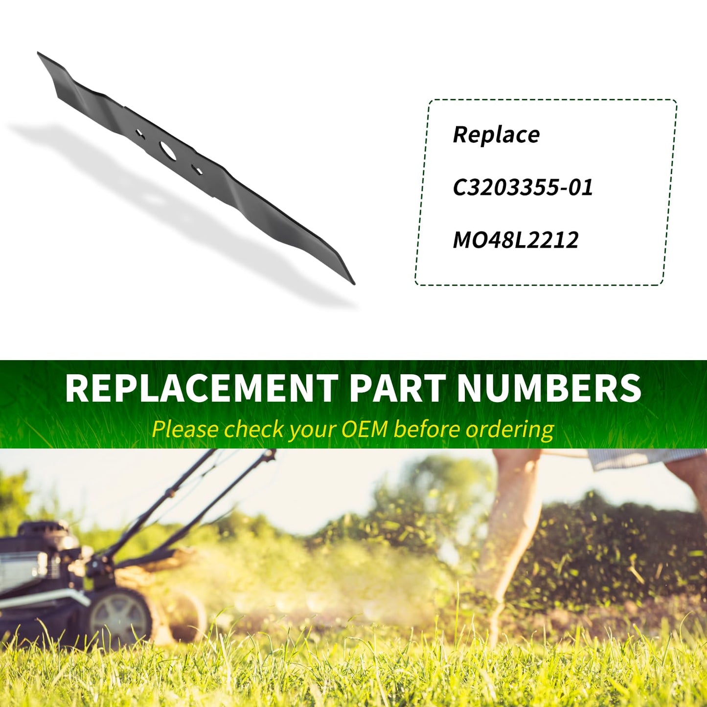CLSR2U MO48L2212 Lawn Mower Blade Compatible with G reenworks MO48L2212 Brushless Mower 14-Inch - Replaces C3203355-01