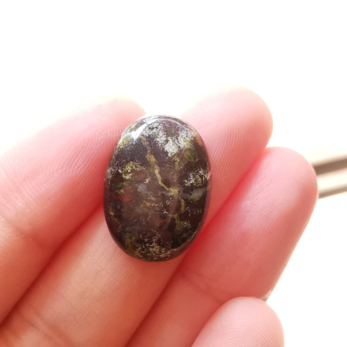 Loveliome 18x13mm Oval Cabochons Flatback Crystal Stone Gemstones Beads for Jewelry Making DIY Pack of 10, Dragon Bloodstone