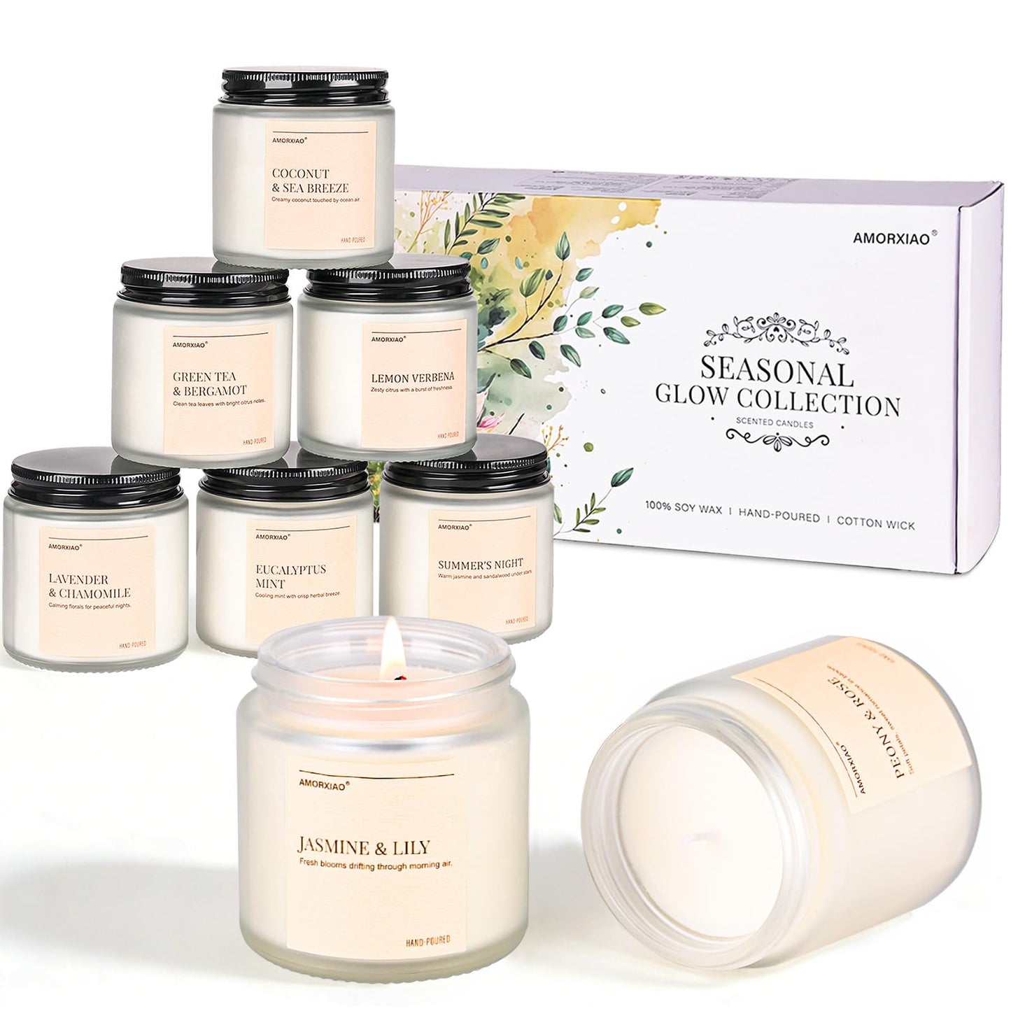 Scented Candles Gift Set, 8 Pack Soy Wax Candles for Home, Long Lasting Burn Floral Fresh Aromatherapy Scents for Women, Birthday, Holiday