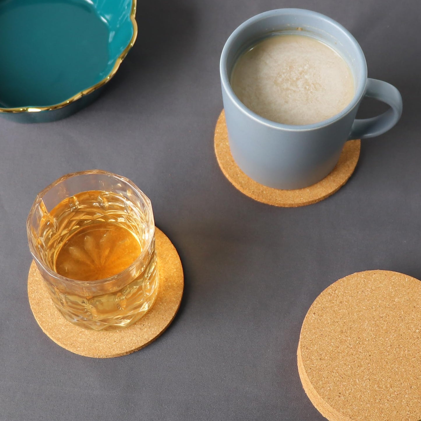 6Pcs Cork Coasters, Tivnhuils 3.9 inch Cork Coaster Desk, Coaster Set for Cup and Plant