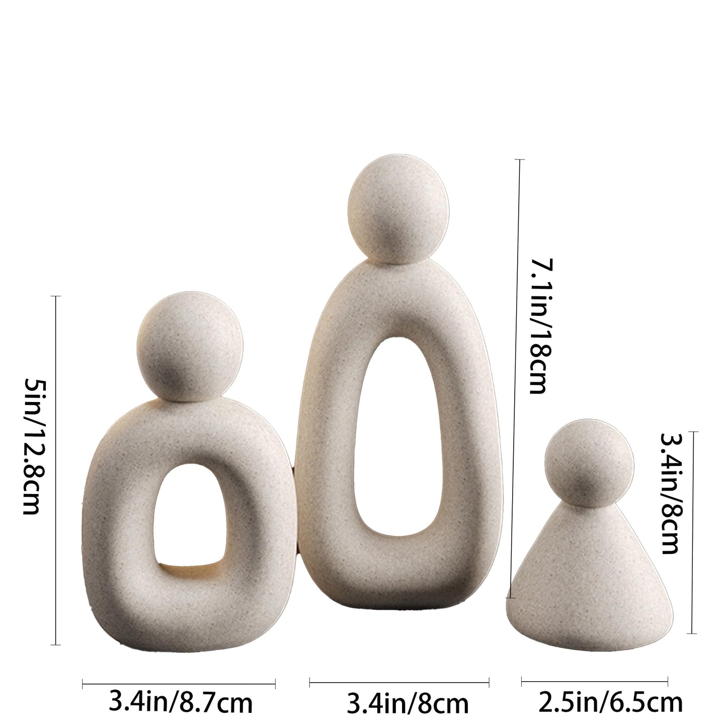 suruim Abstract Family of 3 Figurines Modern Sculptures Home Decorative Accents TV Stand Decor Bookshelf Knick Knacks Gifts for Shelves Entry Way Statues for Home Decor Living Room(Grey)
