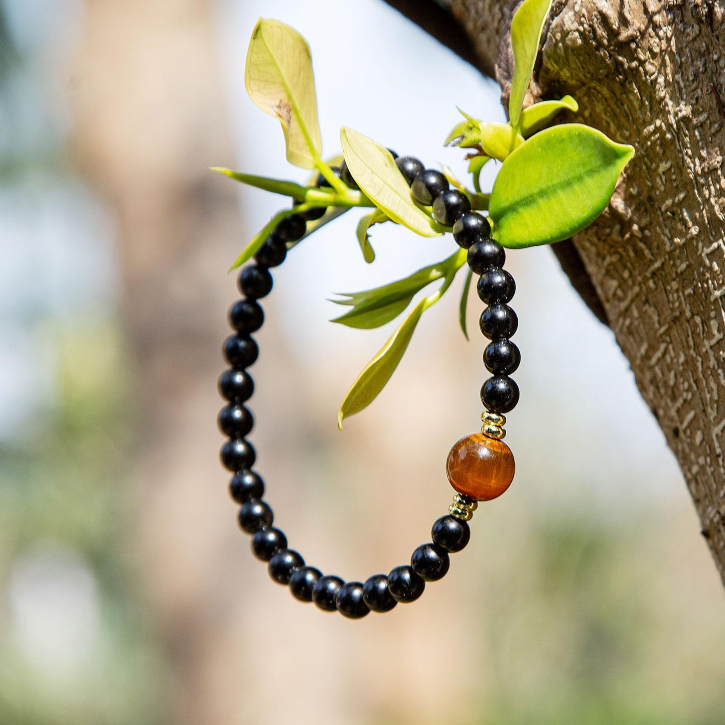 Magiriam Black Obsidian & Tiger Eye Bracelet for Men and Women – Natural Crystal Stretch Bracelet for Mindfulness, Confidence & Everyday Wear Healing Energy Bracelet Gifts for Unisex Adult 7-inch (18cm)