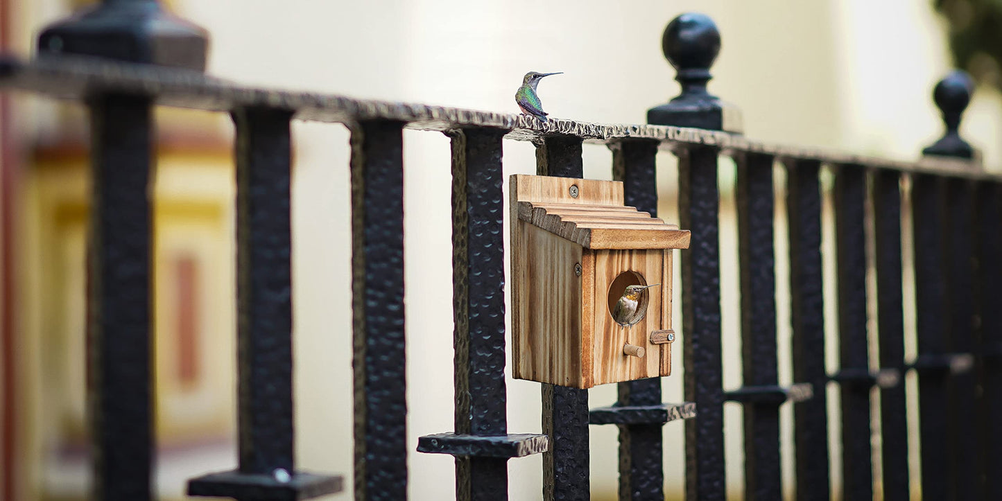 Humming Bird Houses for Outdoor Hanging Small Bird Nesting Box - Wood Nest for Wren, Chickadee, Robin, Hummingbird, Parakeet - Perch House for Outdoors Birdhouse Birds - Made of Pine Wood