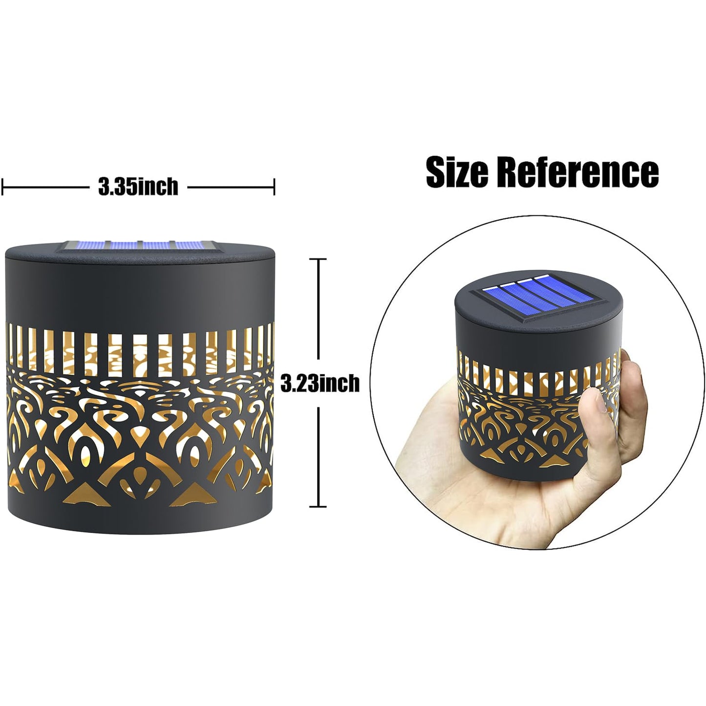 Hapjoy Solar Fence Lights 2 Pack Outdoor Deck Step Wall Lights Metal Waterproof LED Warm Yellow Light for Garden Post Patio Backyard Yard Decor (Butterfly-Star, 2)