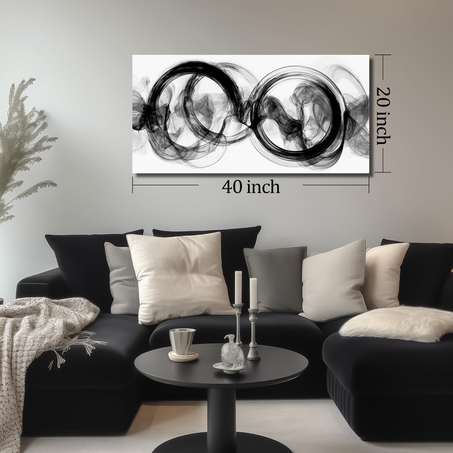 CPKATMT Abstract Wall Art for Living Room Black and White Wall Decor for Bedroom Modern Prints Wall Art for Office 20 x 40 Inch