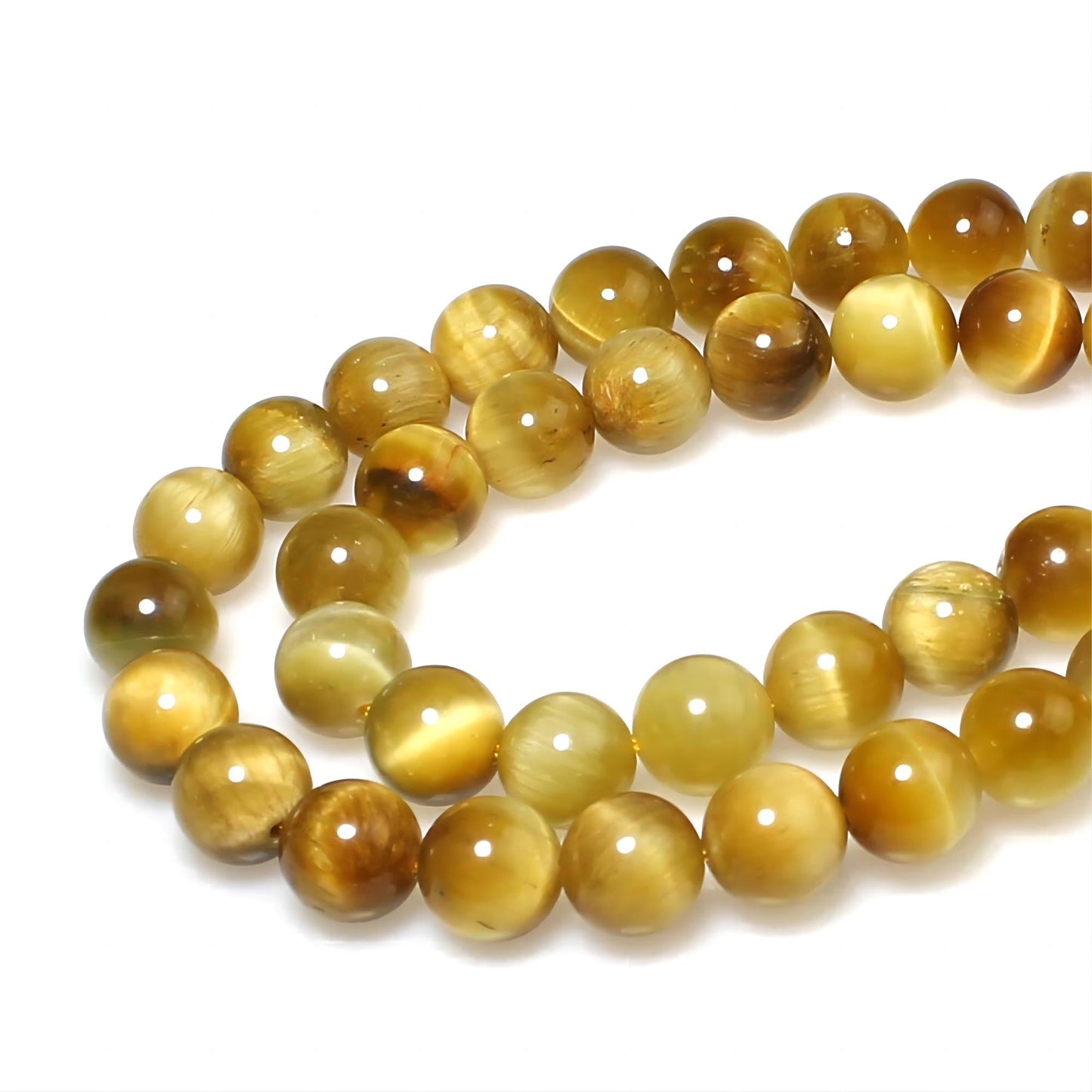 MJDCB Natural Stone Beads 8mm 43pcs Round Golden Tiger's Eye Loose Gemstone Bead Charms for Jewelry Making Bracelet Necklace Earring Pendant