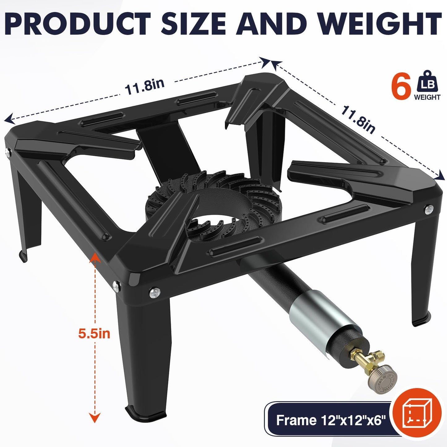 Llamaviva Portable Propane Camping Stove - Single Burner Outdoor Gas Stove for Wok Cooking, Seafood Boil & Tailgating, Heavy Duty Steel Propane Burner with 4ft Hose, Estufas de Gas, Portable Stove