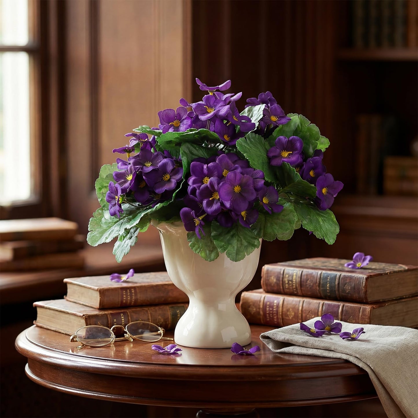 Maysing 10 Pcs African Violet Artificial Plant Purple African Violet Individual 9 Inches Artificial Flowers for Home Decoration Office Decor Gift