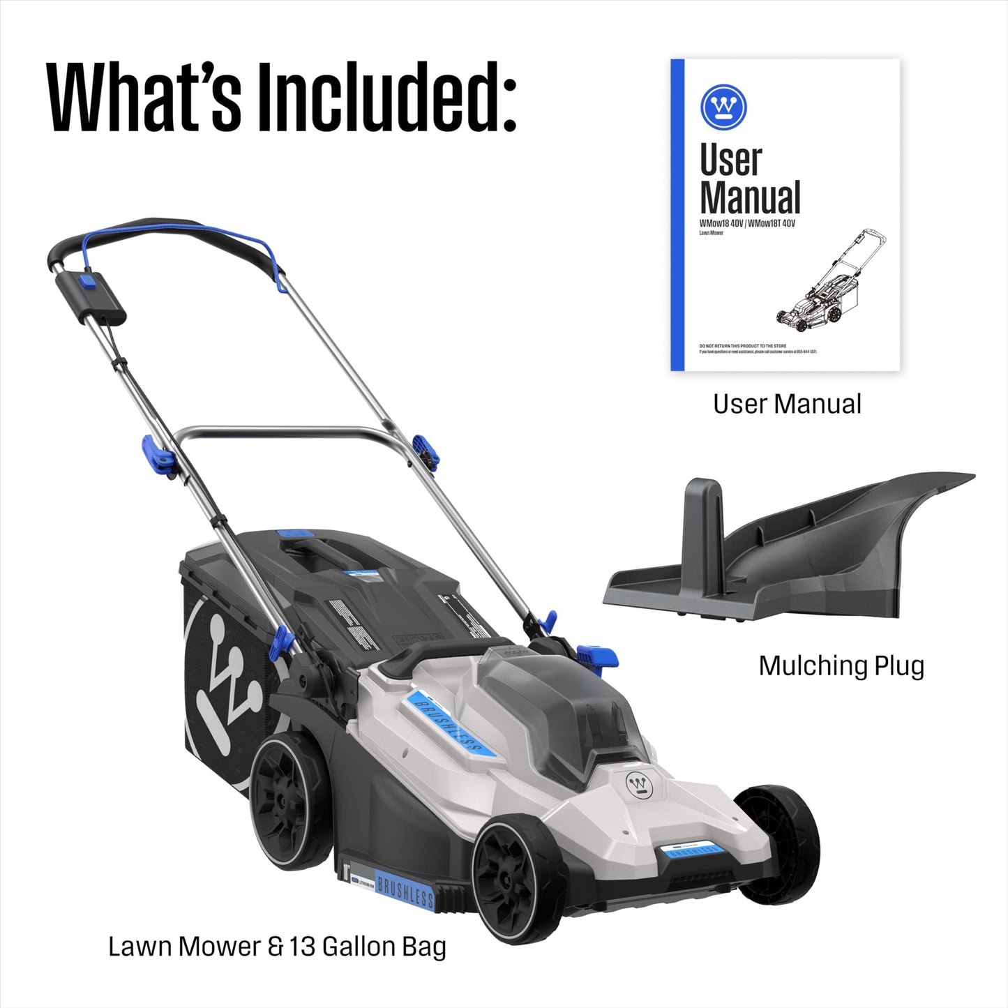 Westinghouse 40V 18 Inch Cordless (Push) Lawn Mower, Tool Only, 6 Height Positions, Up to 3100 RPM