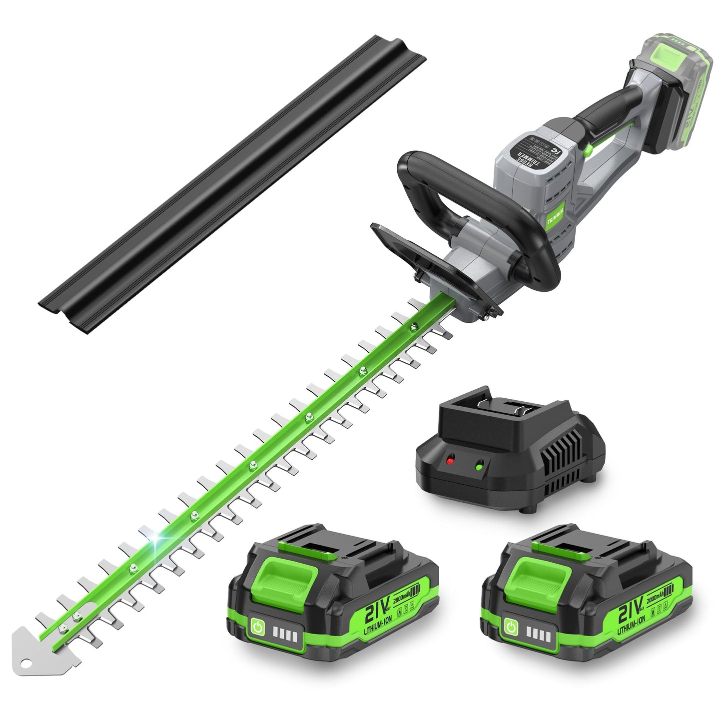 Hedge Trimmer Cordless 22" - 21V Powerful Electric Hedge Trimmer with 2 x 2.0Ah Batteries and Fast Charger, Easy to Use, 3200RPM Lightweight Battery Powered Bush Trimmers for Garden, Yard Care, GT860