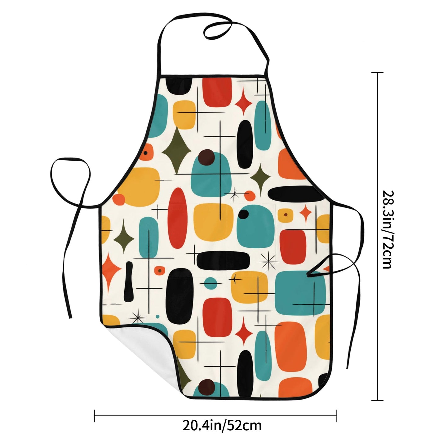 Mshutbna Mid Century Modern Kitchen Aprons for Men with Pockets Chef Apron for Women Cooking Gardening Baking Server Waitress