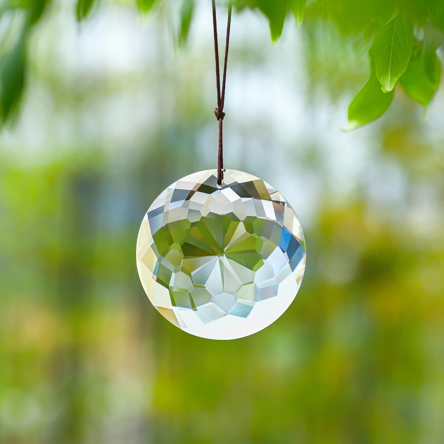 HDCRYSTALGIFTS 75mm Prism Hanging Crystal Suncatcher Clear Chandelier Crystals Flower of Life Prisms Sun Catcher Indoor Window Glass Ornaments for Christmas Tree Gifts