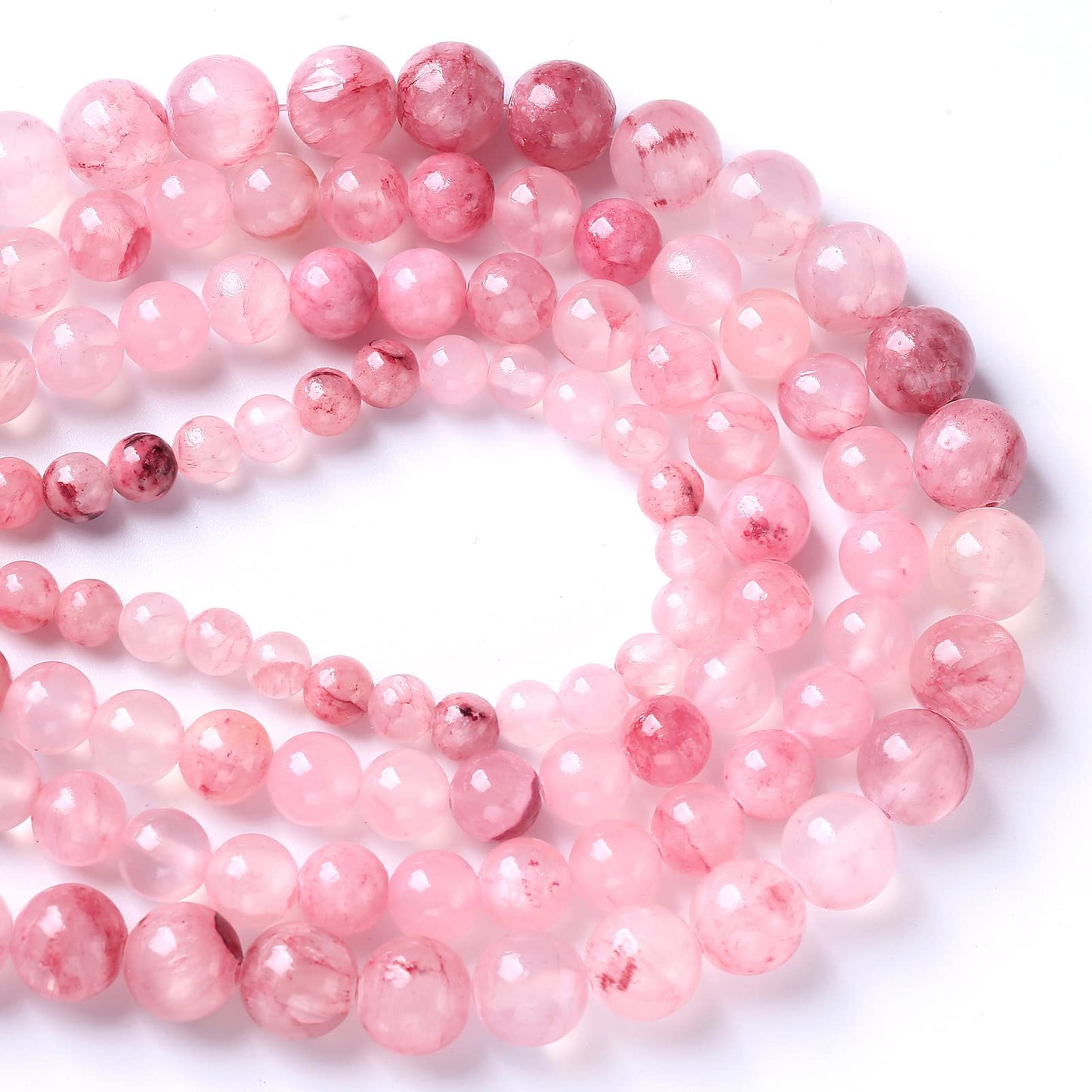 60pcs 6mm Natural Rose Pink Persian Jade Gemstone Round Loose Spacer Beads for Jewelry Making Healing Energy Stone Beads DIY Bracelets Necklaces 15"
