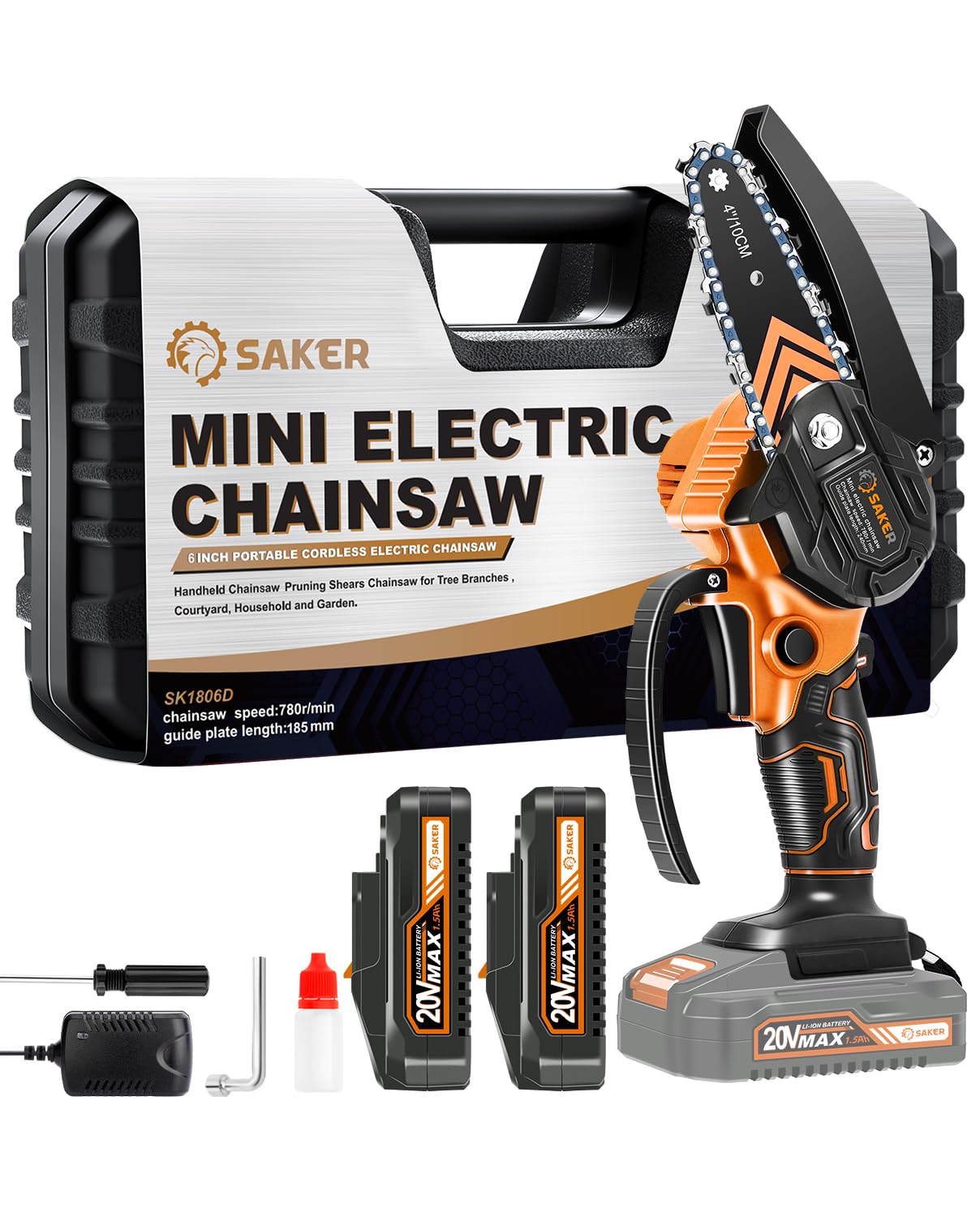 Saker Mini Chainsaw,2025 New Upgrade Portable Electric Chainsaws Cordless,Small Handheld Chain Saw Pruning Shears Chain Saws for Tree Branches,Courtyard and Garden