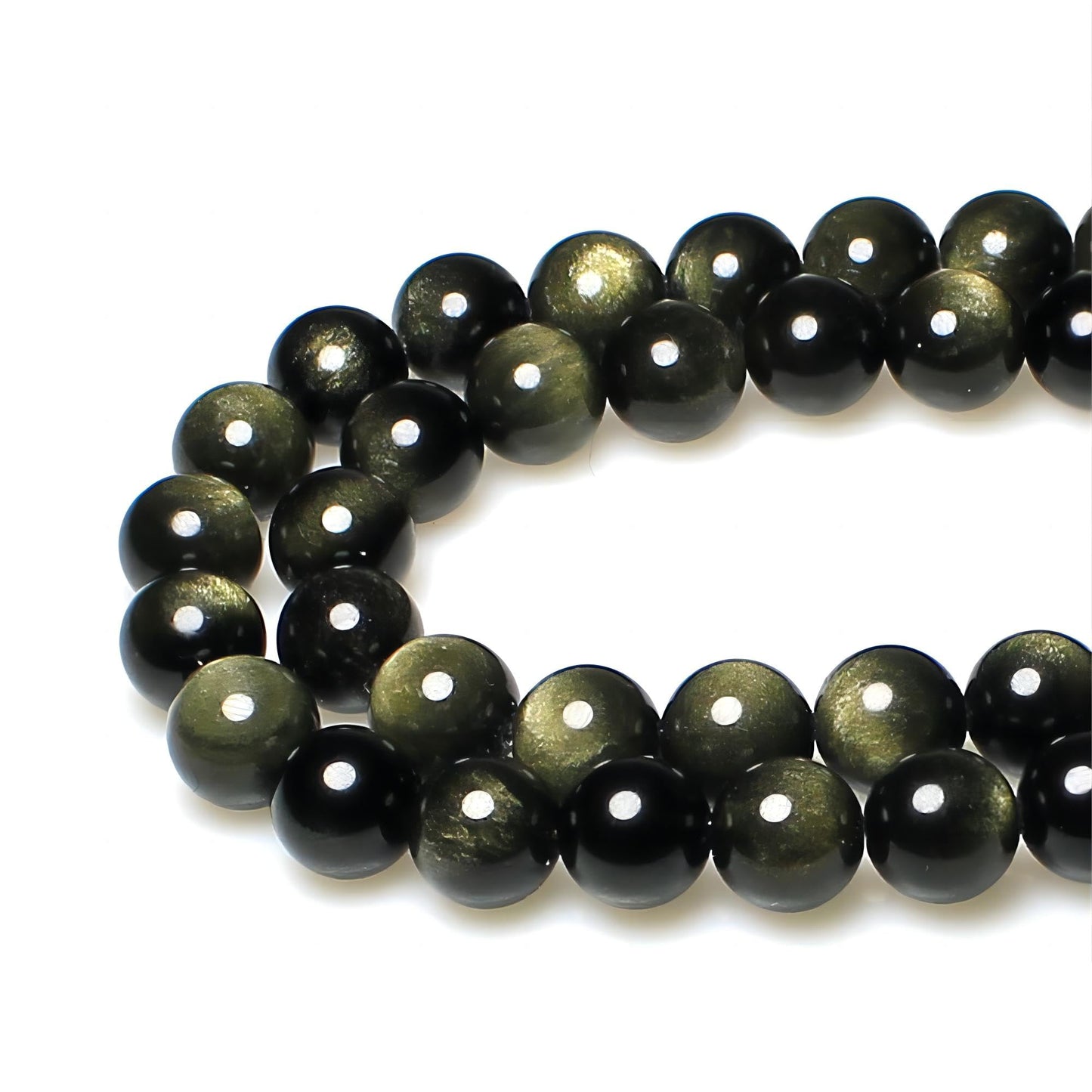 MJDCB Rare Collection Natural Stone Beads Gold Obsidian Round Loose Beads for Jewelry Making DIY Bracelet Necklace (8mm)