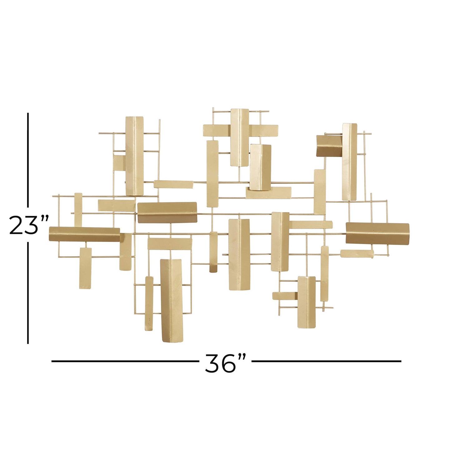 CosmoLiving by Cosmopolitan Metal Geometric Home Wall Decor 3D Stripe Wall Sculpture, Wall Art 36" x 1" x 23", Gold