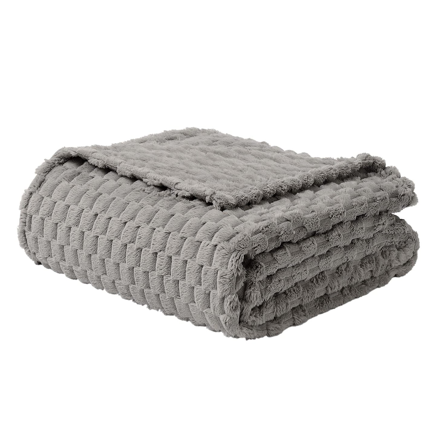 FY FIBER HOUSE Fleece Throw Blanket for Couch 300GMS Super Soft Plush Fuzzy Blankets and Throws for Sofa Bed Office, 40x50 Inches, Light Grey