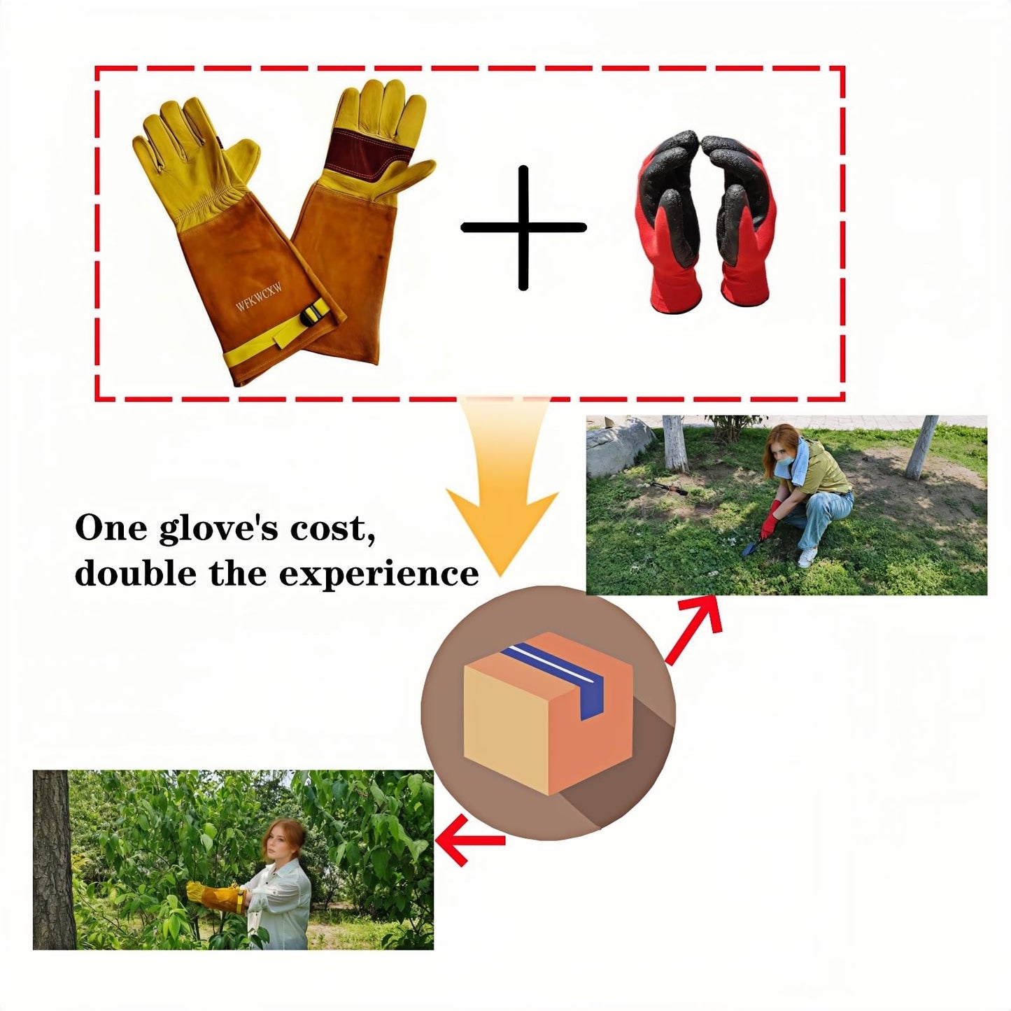wfkwcxw Gardening Gloves for Women/Men Thorn Proof, Premium Leather Work Gloves for Cactus & Rose Pruning, Adjustable Wrist Strap, Yellow, Medium