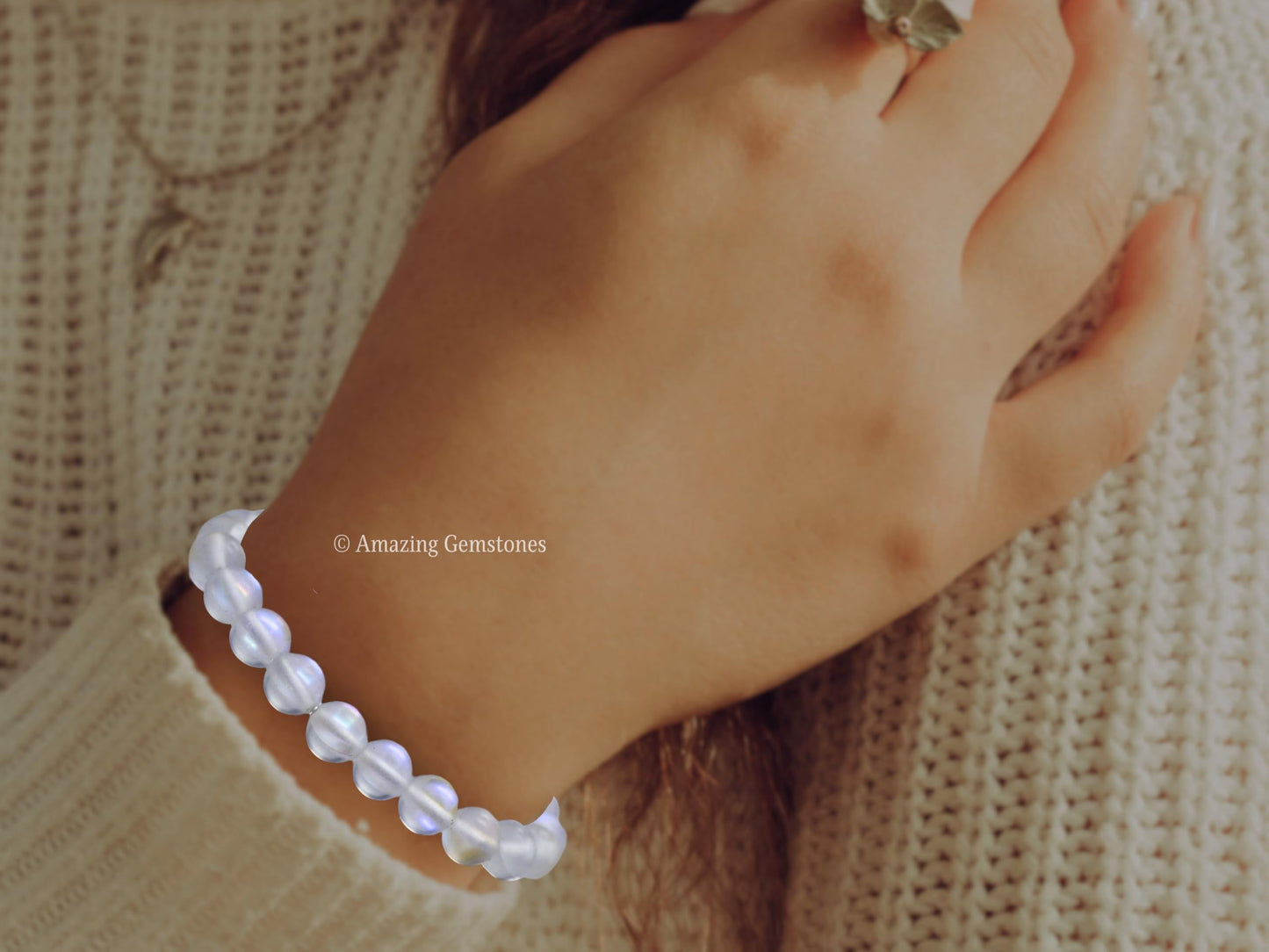 Amazing Gemstone Crystal Bracelet for Women Men's Gifts - Protection Healing Crystal Bracelet - 8mm Gemstone Beaded Stretchable Bracelet Pulseras Para Hombres Mujer Stocking Stuffers Mothers Day Gift (Rainbow Mermaid)