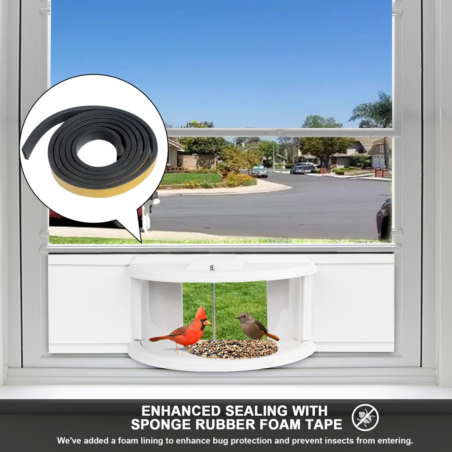 BAIAPEY in Window Bird Feeders for Viewing - 180° Clear View Bird Feeder, Durable, Elegant, Fits Windows 27-35" Wide, for Bird Watching-Bring Joy to Your Home