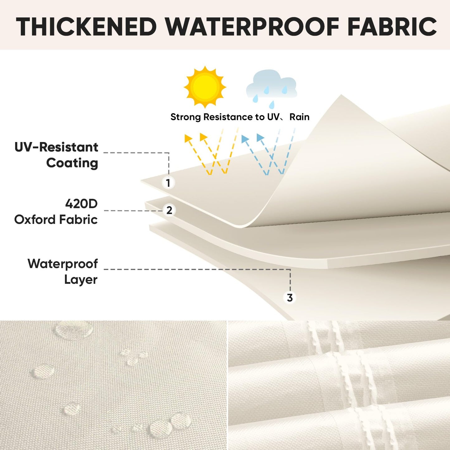 BALEINE Patio Furniture Covers, Outdoor Furniture Covers Waterproof, Heavy Duty Oxford Patio Table Cover for Outdoor Table, Chair, Sofa, Desk (Beige 108"L×82"W×28"H)