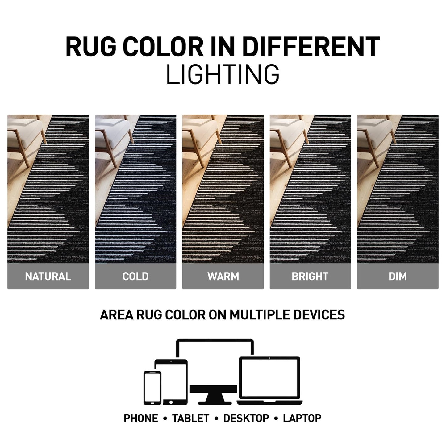 Rugshop Bohemian Stripe Stain Resistant High Traffic Living Room Kitchen Bedroom Dining Home Office Area Rug 2'7" x 4' Black