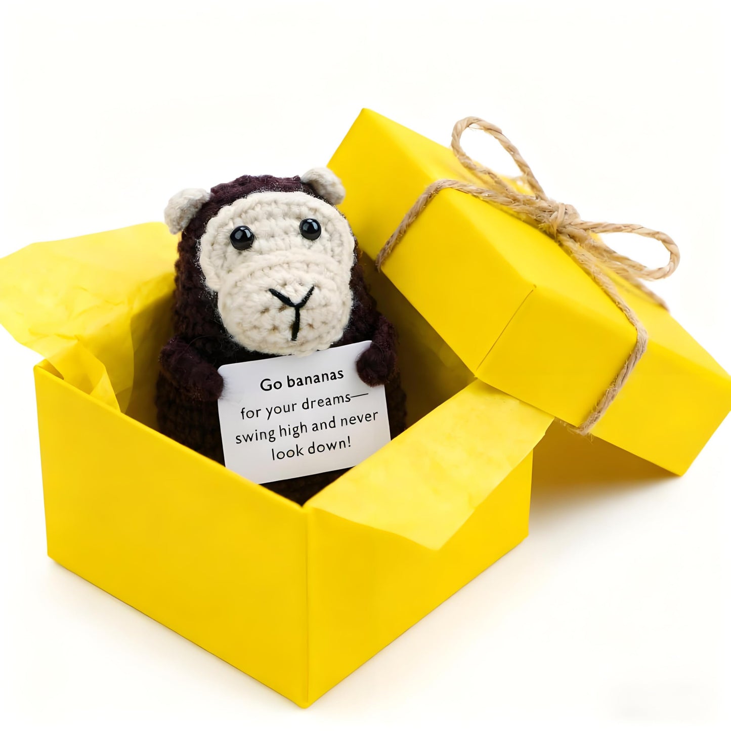 Solarfun Handmade Crochet Gorilla - Amigurumi Knitted Yarn Art with Inspirational Card, Eco-Friendly Handmade Gift for Home Office Decor,Teacher Appreciation & Coworker Gifts