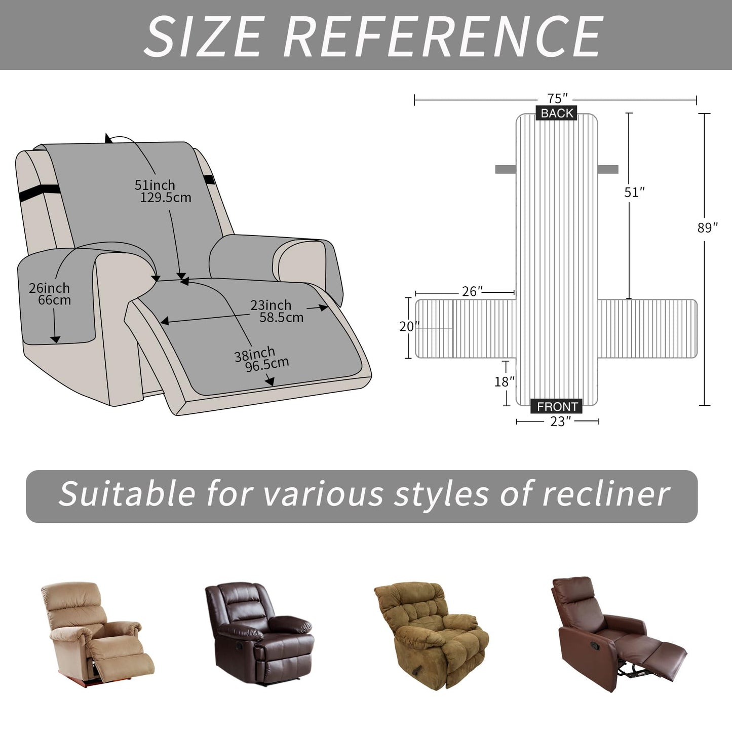 HAOMAIJIA Faux Fur Recliner Chair Covers Non-Slip Waterproof Recliner Covers That Stay in Place Warm Thick Lazy Boy Recliner Cover for Dogs Furniture Protector Pet Friendly (Off White, 23'')