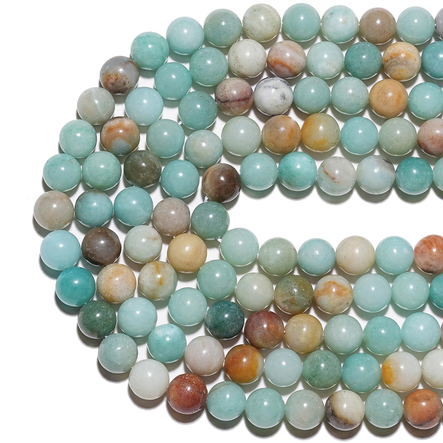 10mm Natural Colorful Amazonite Gemstone Beads Polished Round Smooth Stone Beads for Bracelets Jewelry Making 15inch Loose Beads