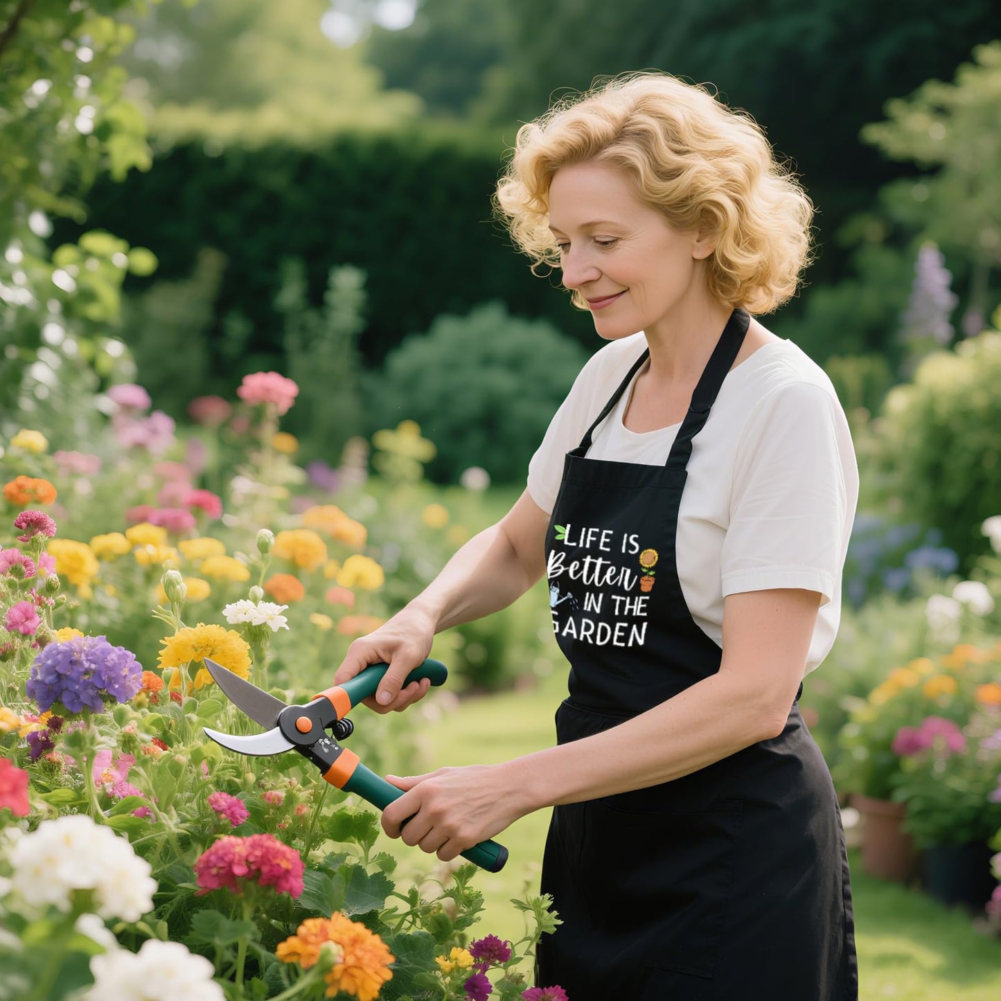 Oxpaynop Gardening Apron for Women with Pockets, Cute Garden Apron for Gardener Mom Wife, Gardening Gifts for Women Plant Lover Mothers Day Birthday Christmas