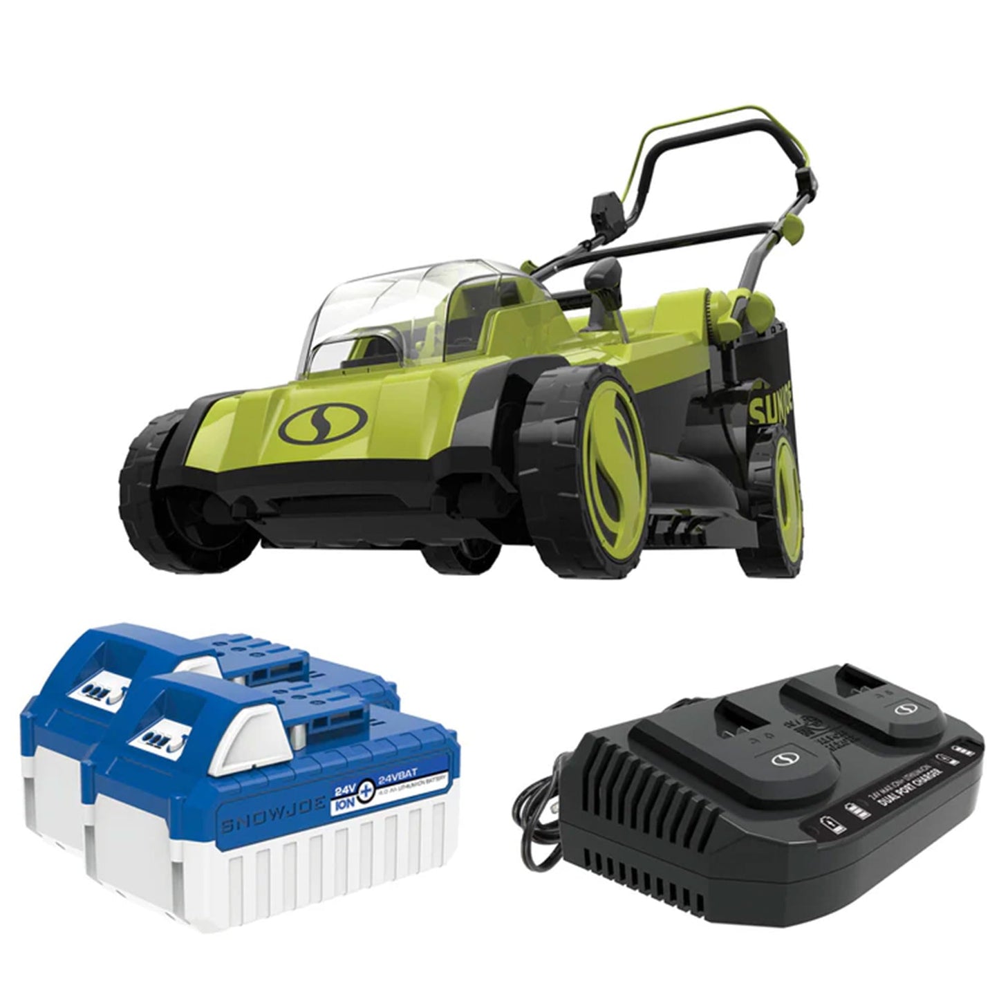Sun Joe Cordless Electric Push Lawn Mower with 6-Position Height Adjustment, 11-Gal Bag, 17-Inch Cutting Width - Heavy-Duty Yard Trimmer for Gardening Care and Maintenance, 24V-X2-17LM