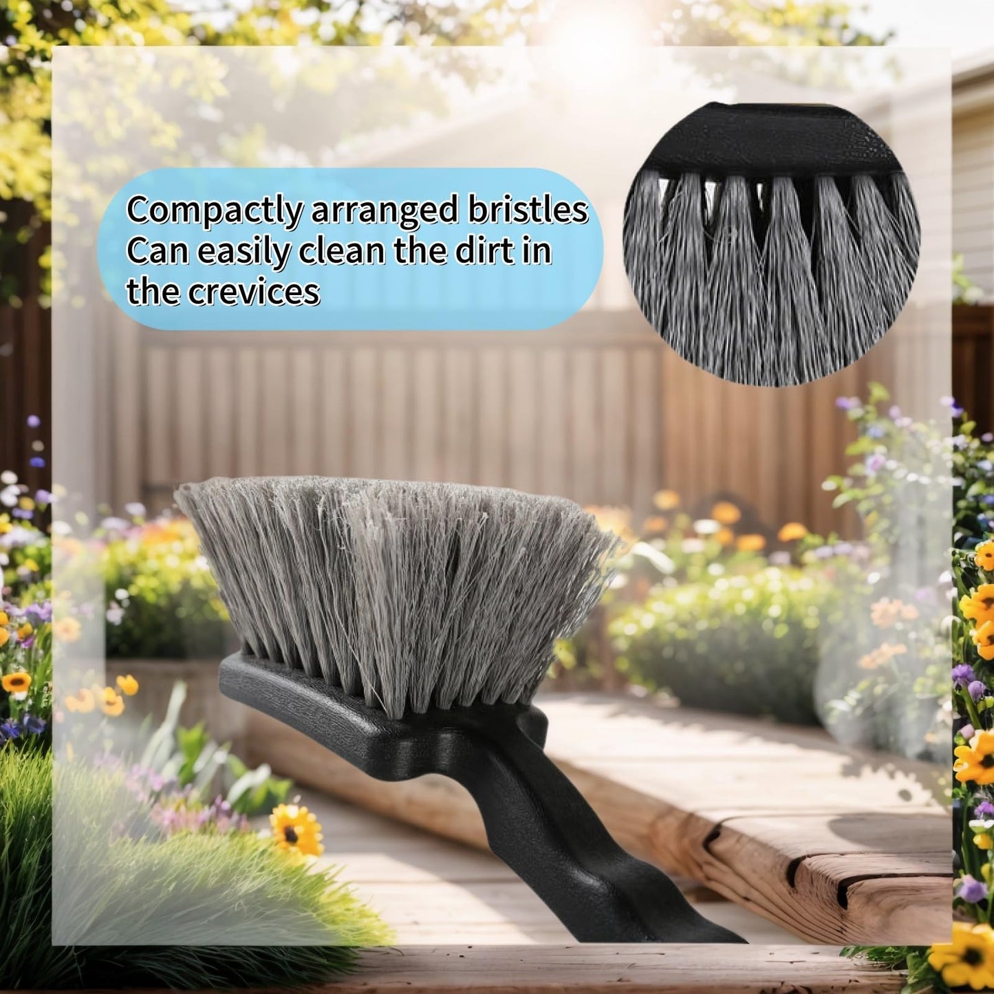 Bird Bath Brushes for Cleaning, Heavy Duty Outdoor Scrub Brush for Bird Feeders & Water Fountains, Concrete Fountain Cleaner Brush with Stiff Bristles, Safe for Birds, 9.44 Inch with Hanging Hole