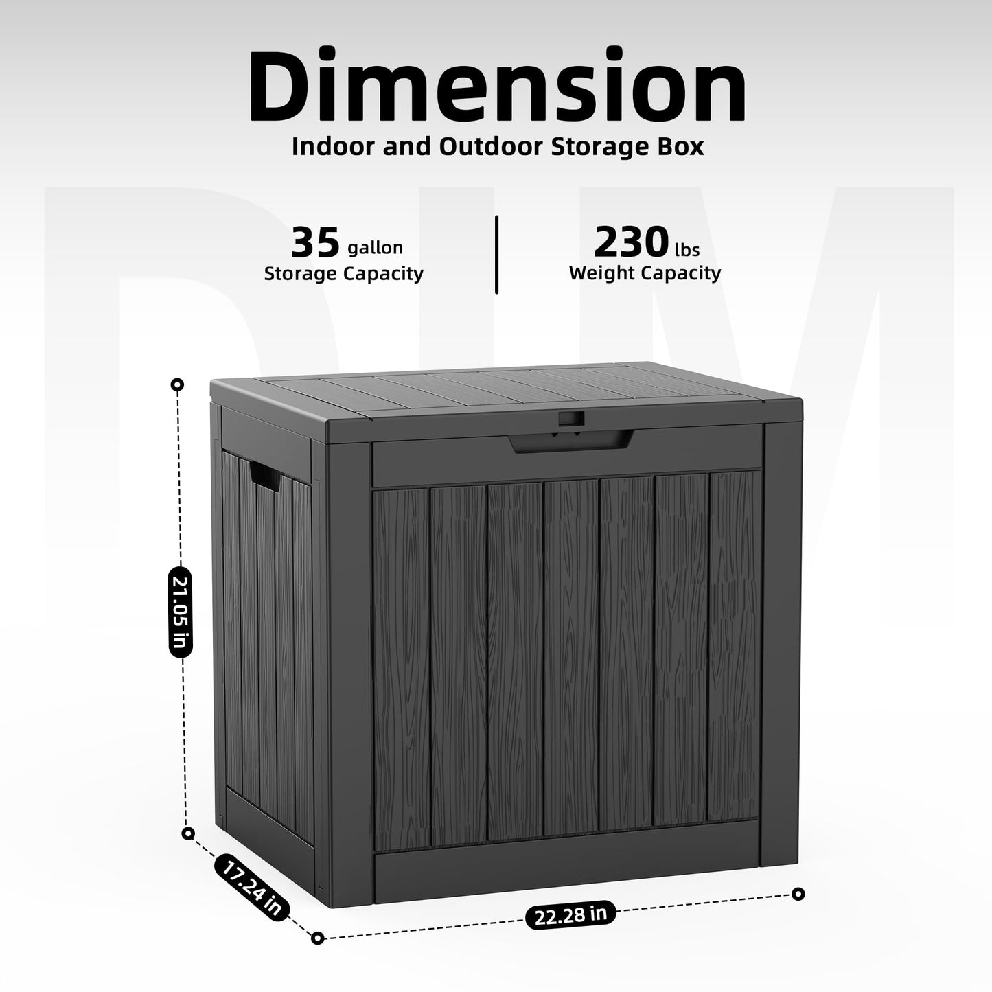 EasyUp 35 Gallon Outdoor Storage Box, Outdoor Deck Boxes for Garden Tools Equipment,Cushions and Patio Storage,Lockable and Resin,Easy to Install(Black)